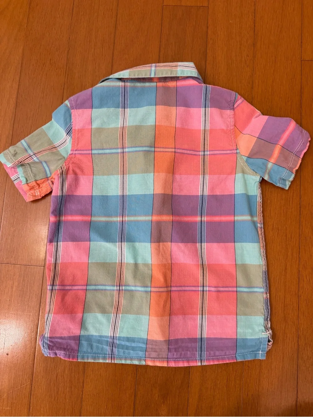 GAP Kids Preppy Coral Teal Purple Plaid Button-Front Shirt